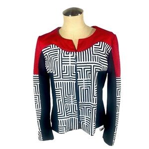 Artex Fashions Vintage Zip Front Jacket Abstract Art Print Size Large